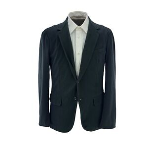 Polo Ralph Lauren Black Cotton Nylon Stretch 2 Button Double Vent Blazer L LNWOT